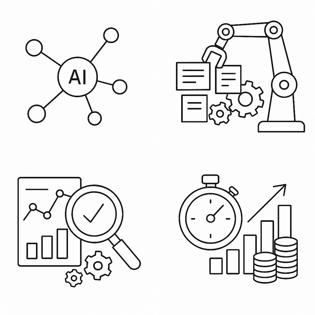 Icons showing coverage, automation, analytics, and ROI to visualize GEO platform comparison framework