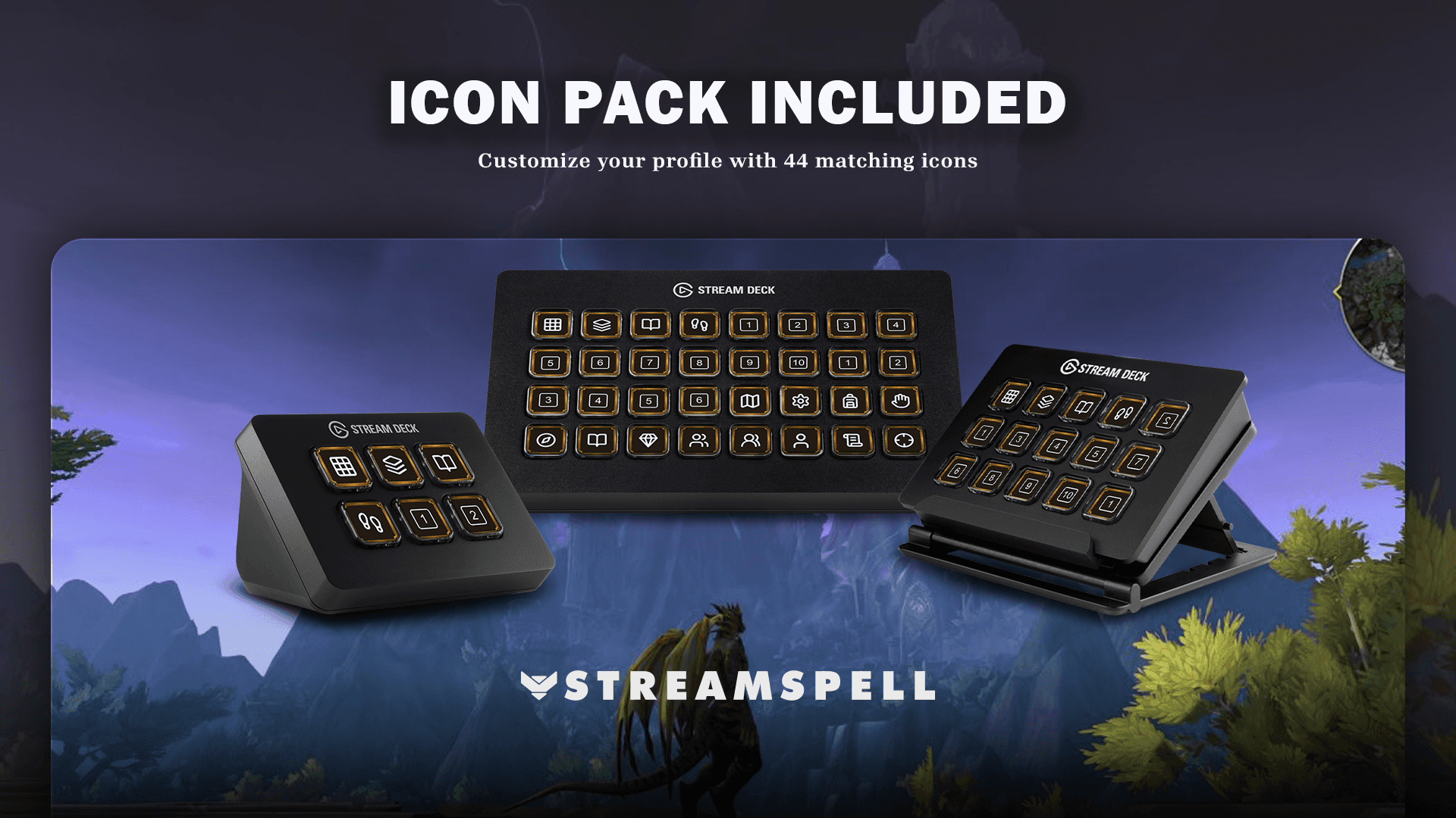 World of Warcraft static Stream Deck icon pack included with the profile
