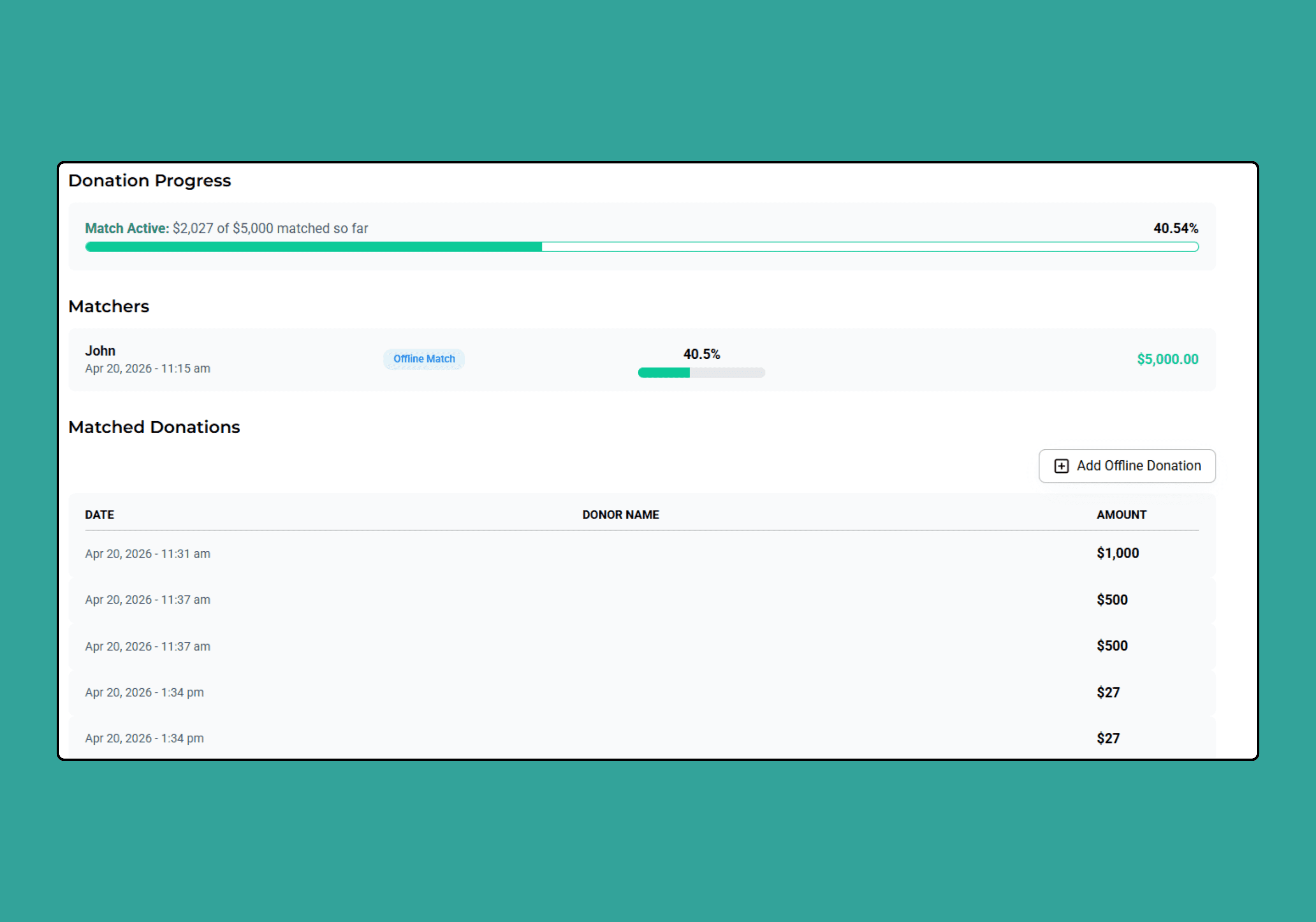 MatchNice Donation Progress