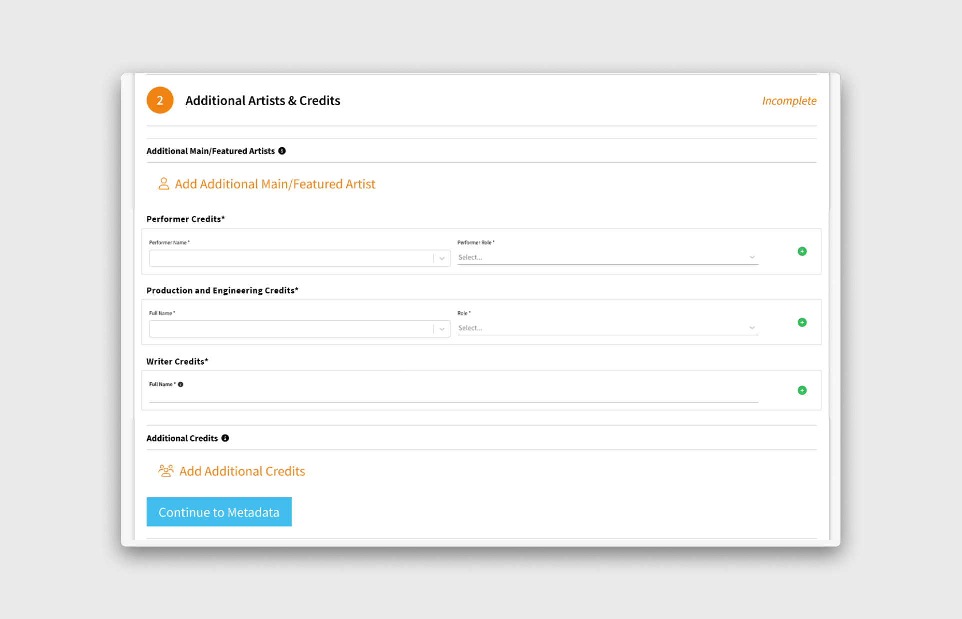 Zoom in Artist and Credits Section