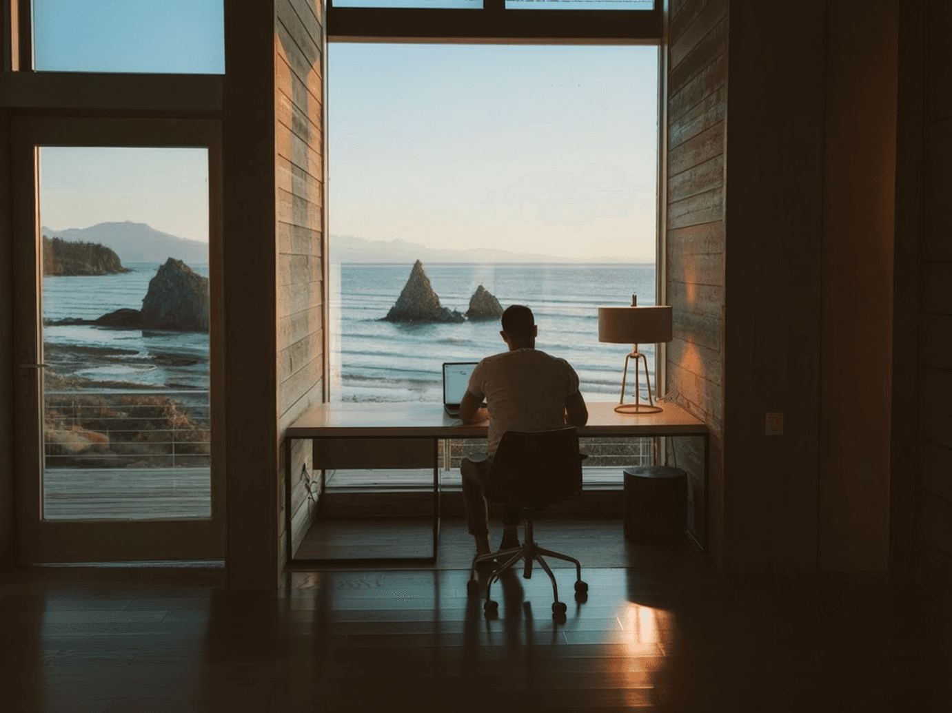 Man at a desk on a laptop