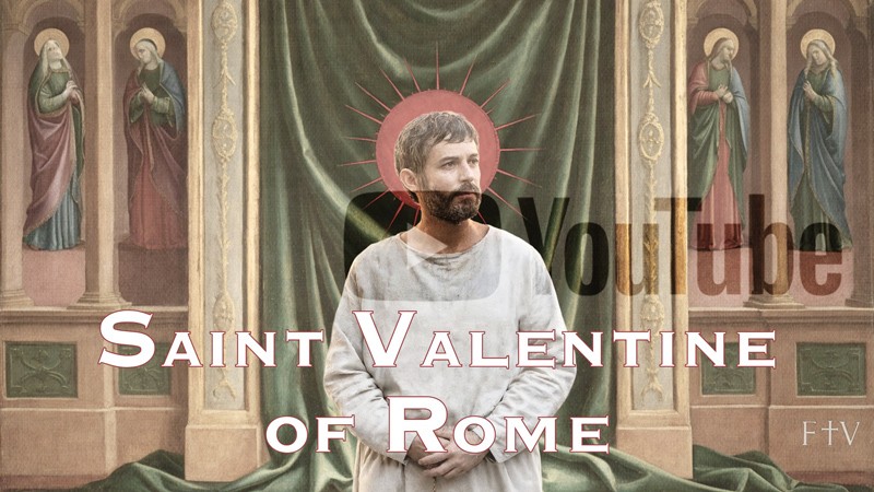 Sacred artwork by Faith and Verse. © Faith and Verse, 2026. All rights reserved. Portrait of Saint Valentine of Rome, priest and martyr, veiled under YouTube logo.