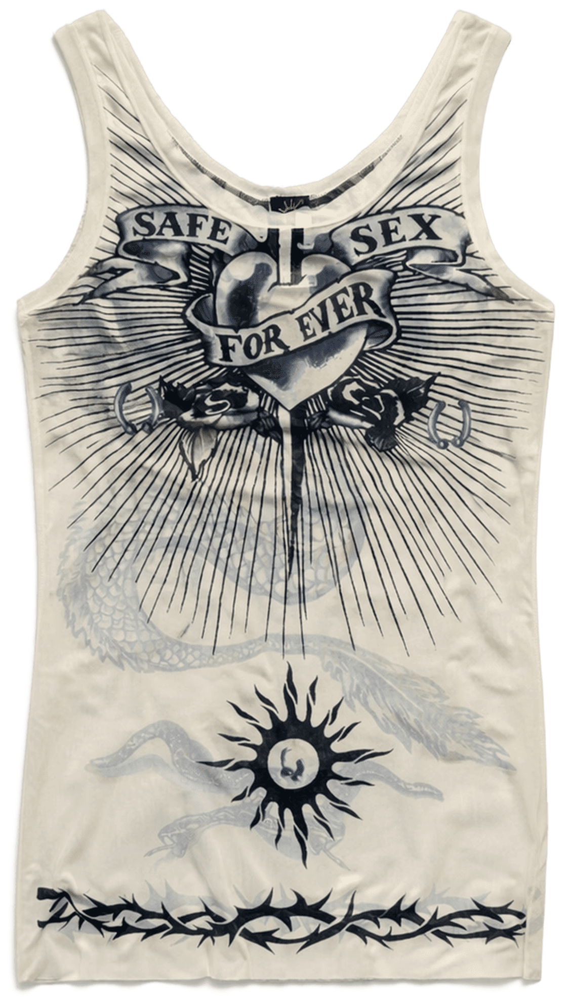 Beige "Safe Sex" Mesh Top