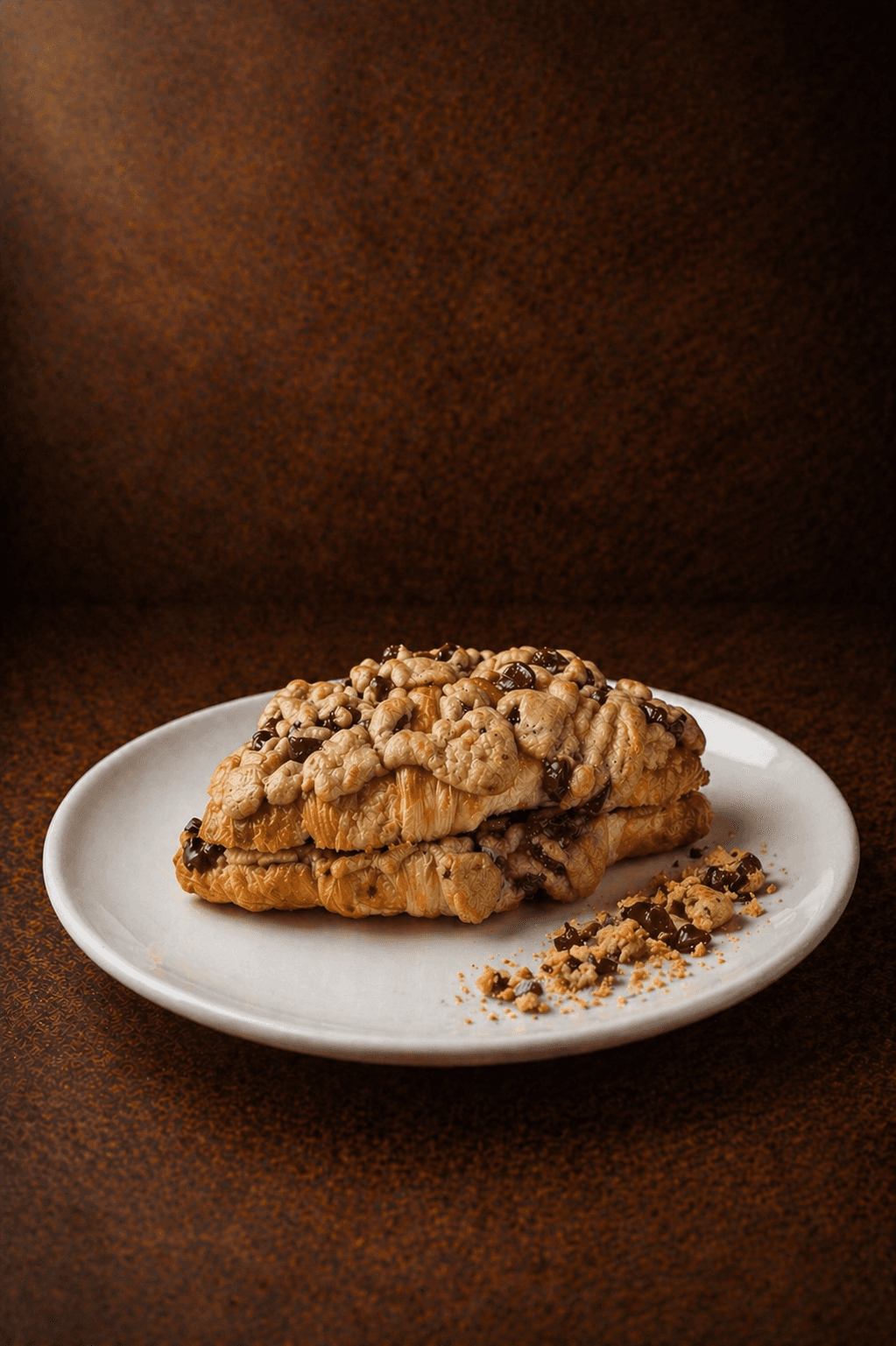 Chocolate Crookie golden croissant and chocolate chip cookie fused into one at Café Sherpa's café in Brookfield, WI. Crisp outside with a soft, molten chocolate center.