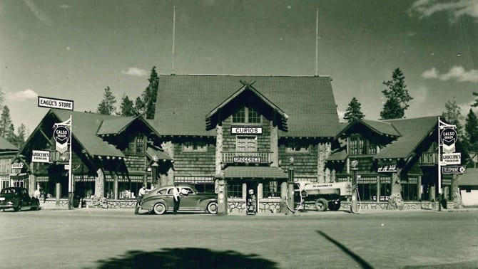 The original Eagle’s Store in the 1930s, where West Yellowstone commerce began