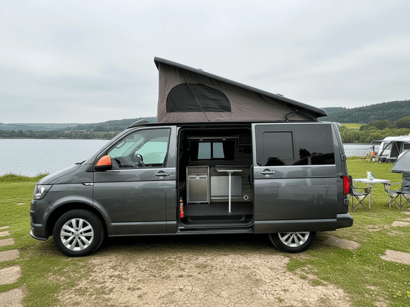 vw campervan on a campsite