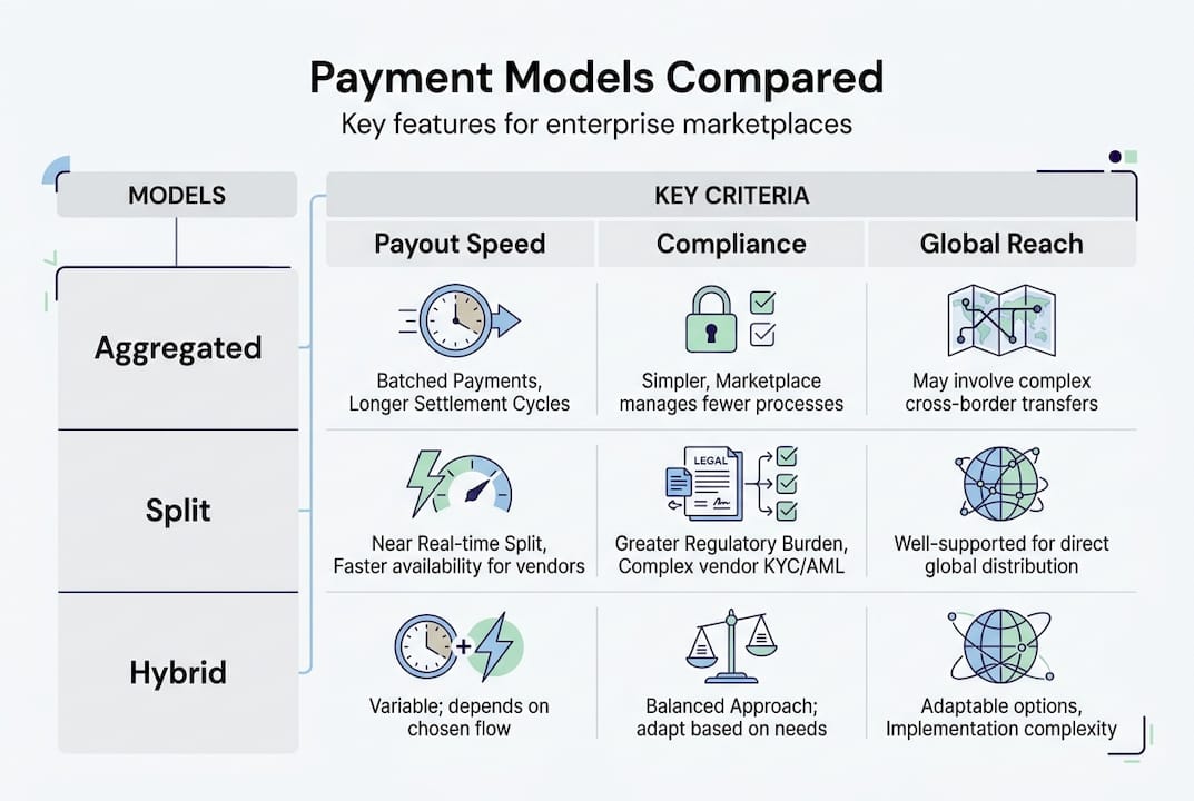 Infographic comparing payment model features