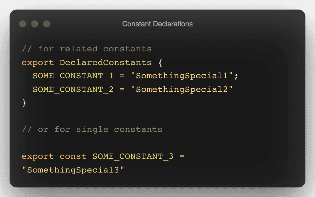 A code snippet of constant declarations.