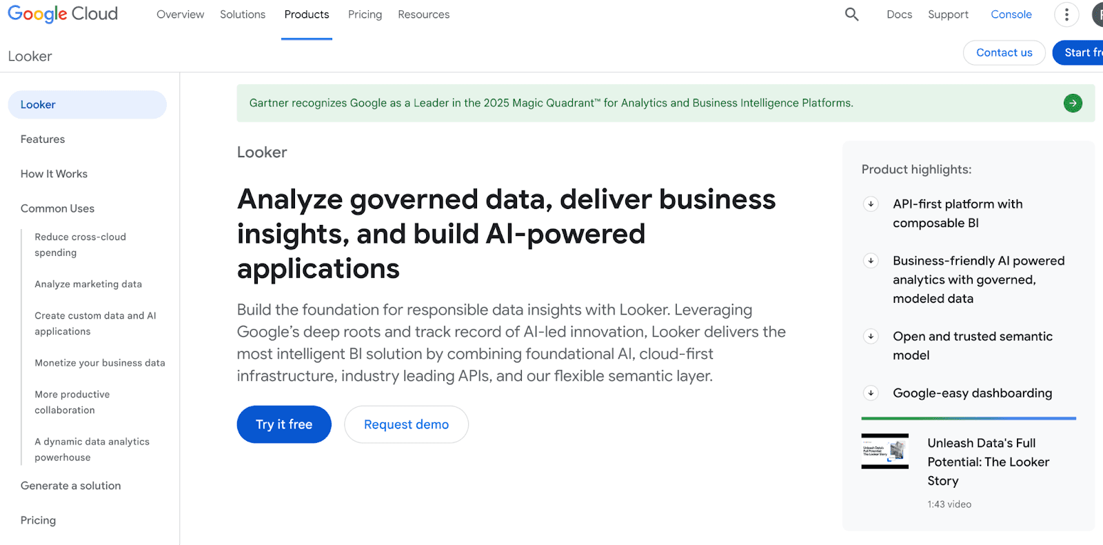 Looker – Semantic Layer BI for Financial Analytics