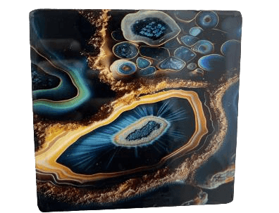 Handcrafted abstract pattern wooden coaster for table decor