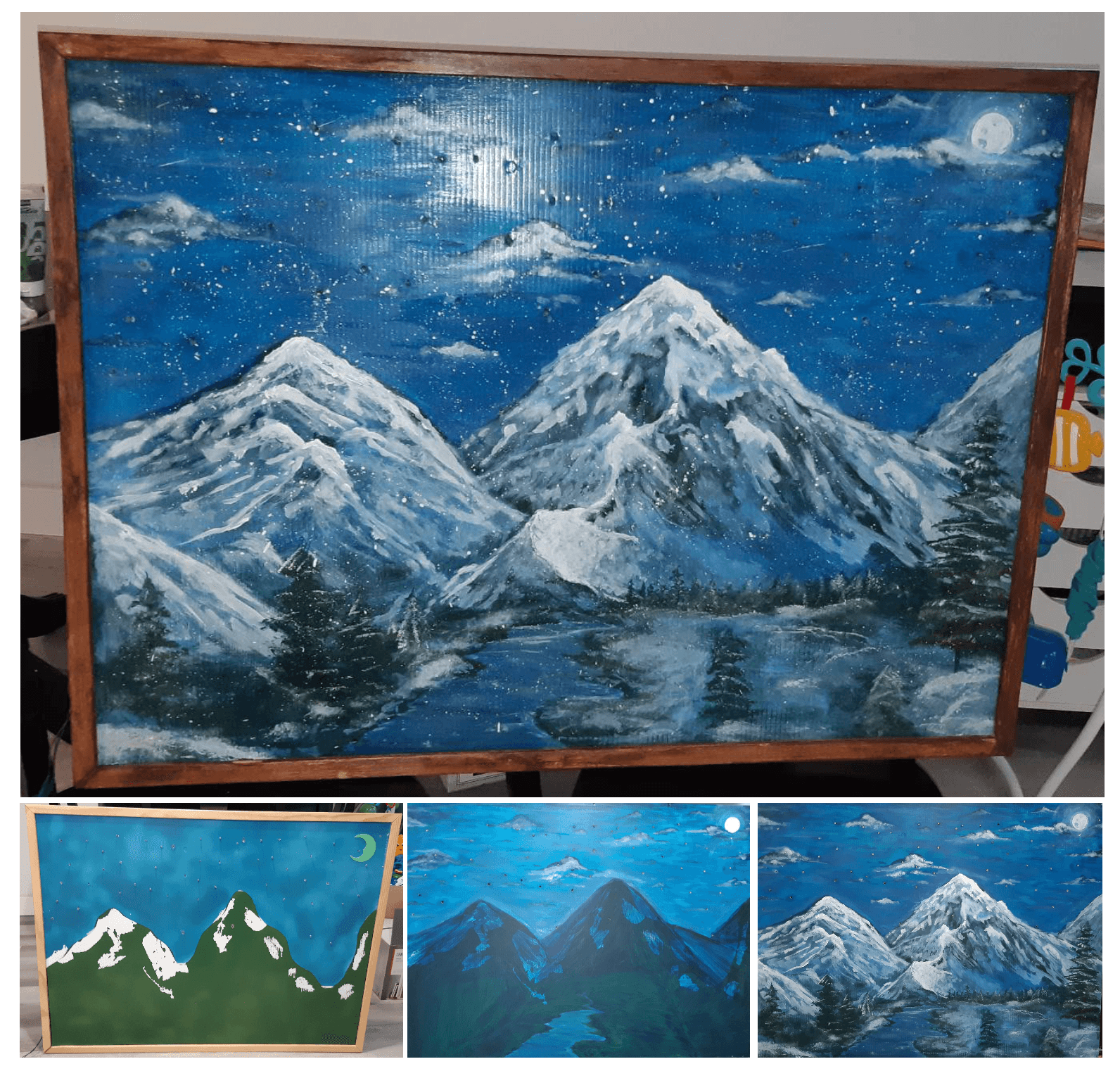 Clients before Painting (bottom left) - Updated, Snowy Mountain Painting