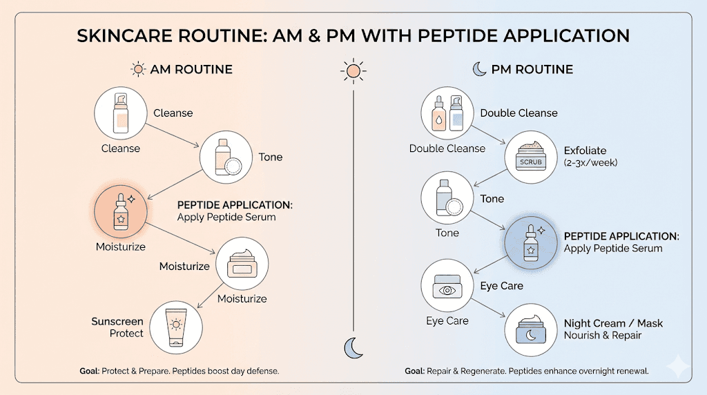 Bio peptide skincare routine morning night application guide