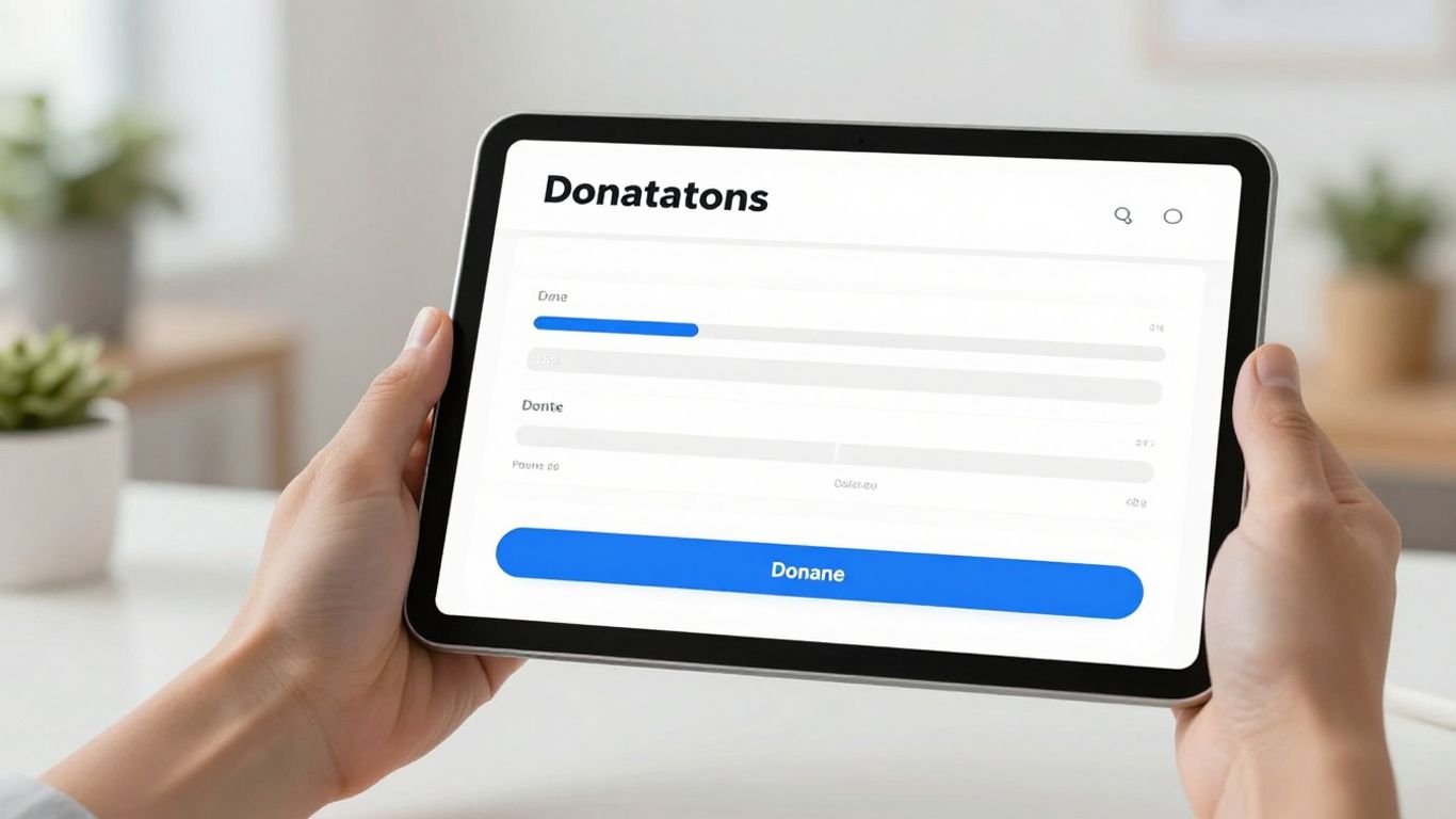 Donation dashboard on a clean digital screen