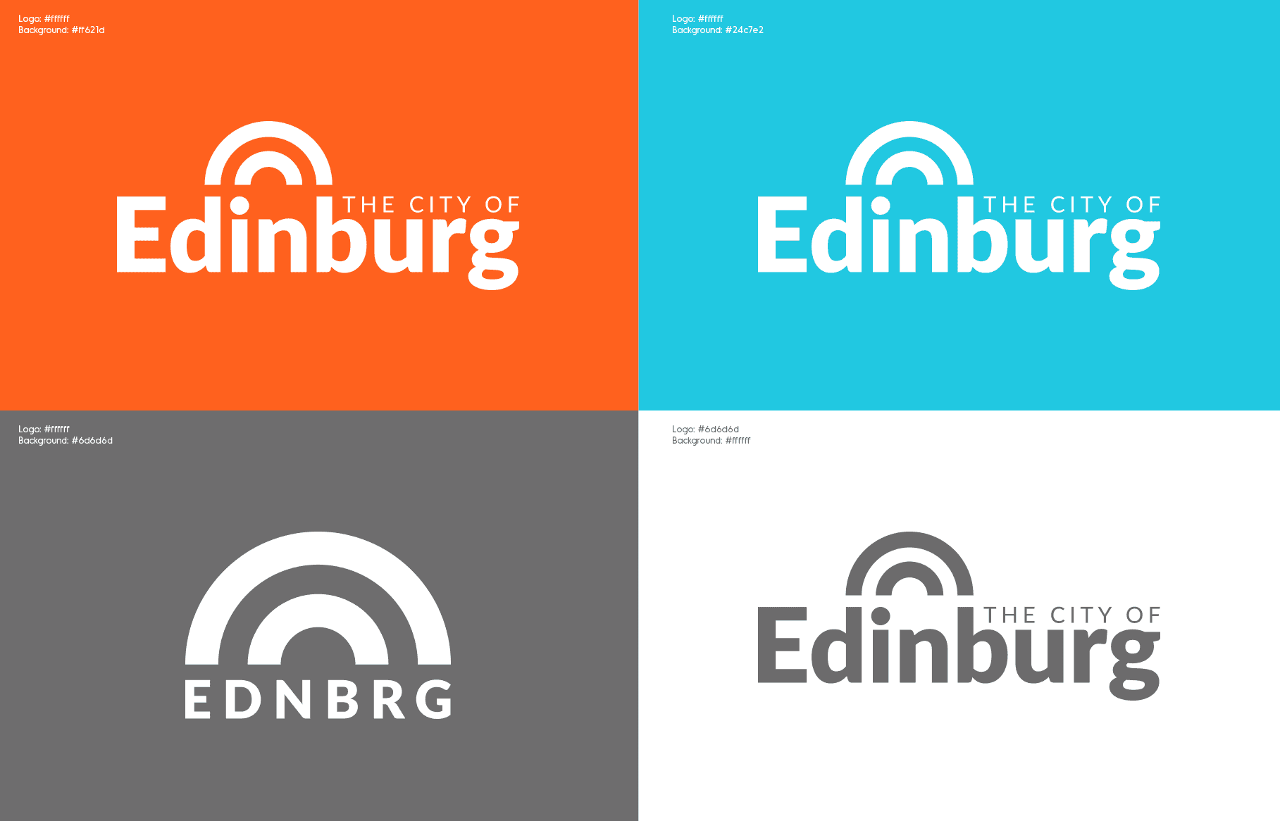 Logo for the city of Edinburg in different colors