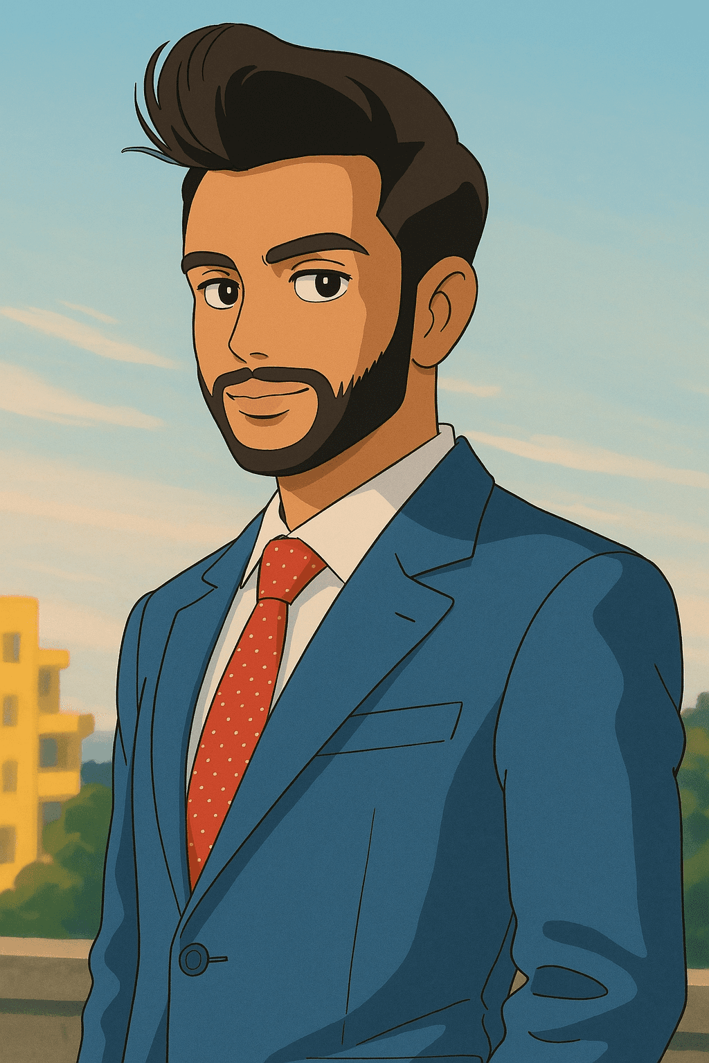 Portrait of portfolio creator – back view