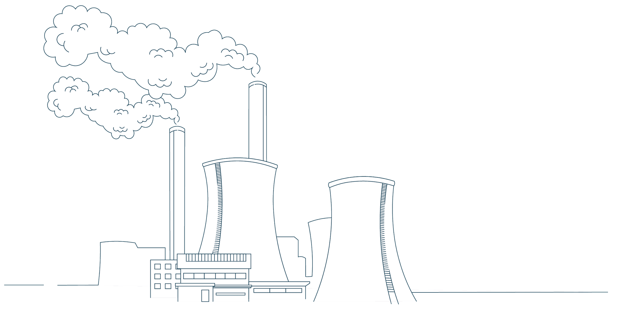 A cartoon depiction of a nuclear plant