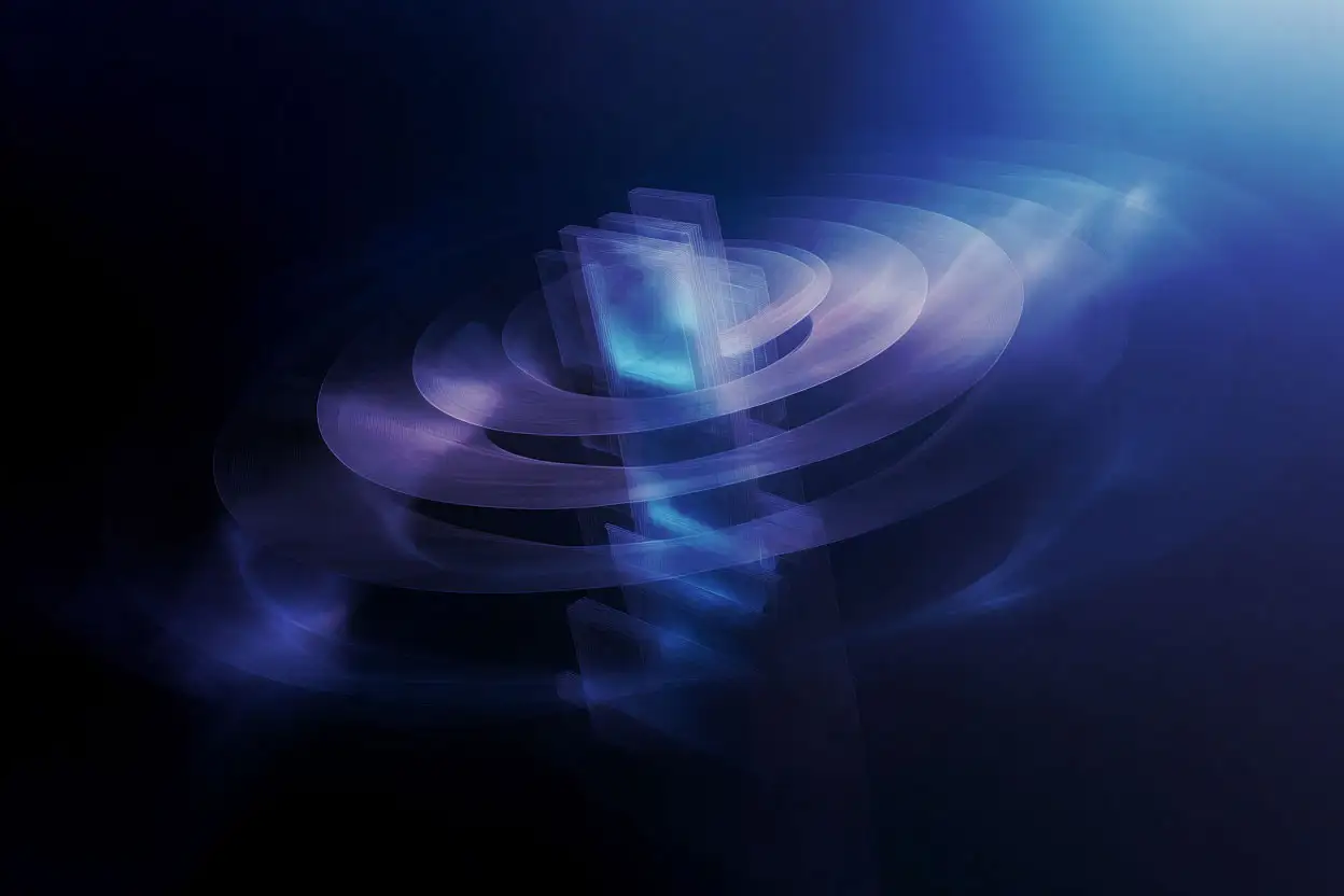Abstract illustration representing the expanding Framer ecosystem through interconnected circular layers and dynamic motion.
