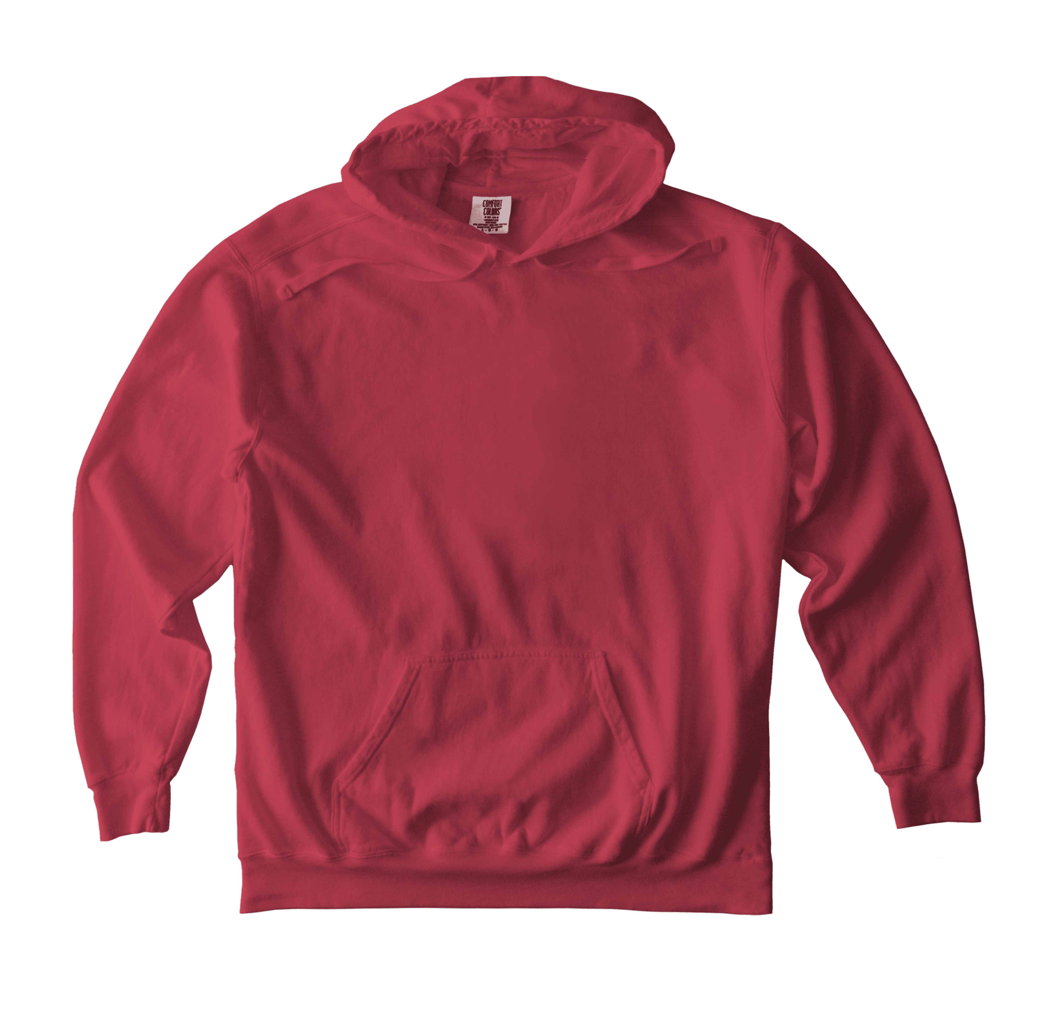 A crimson hooded sweatshirt from Comfort Colors.