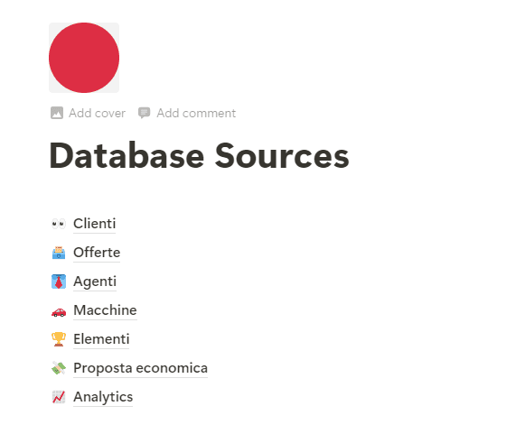 Sorgenti dei database principali di sistema