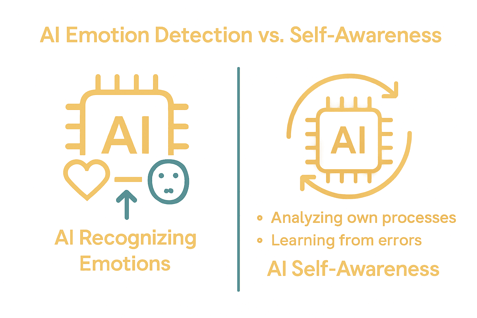 Infographic comparing AI emotion detection and AI self-awareness features