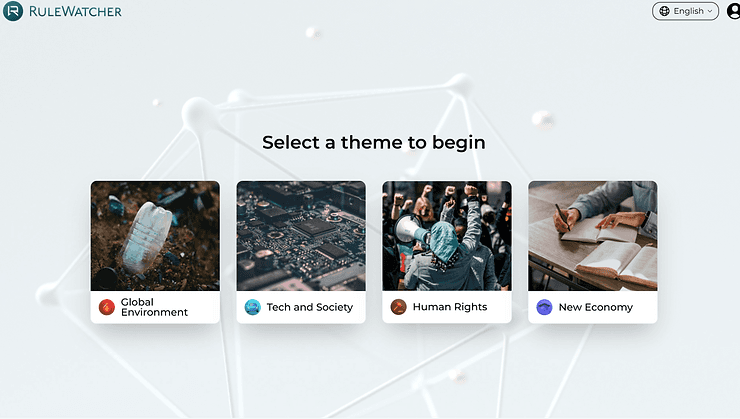 RuleWatcher homepage displaying available themes