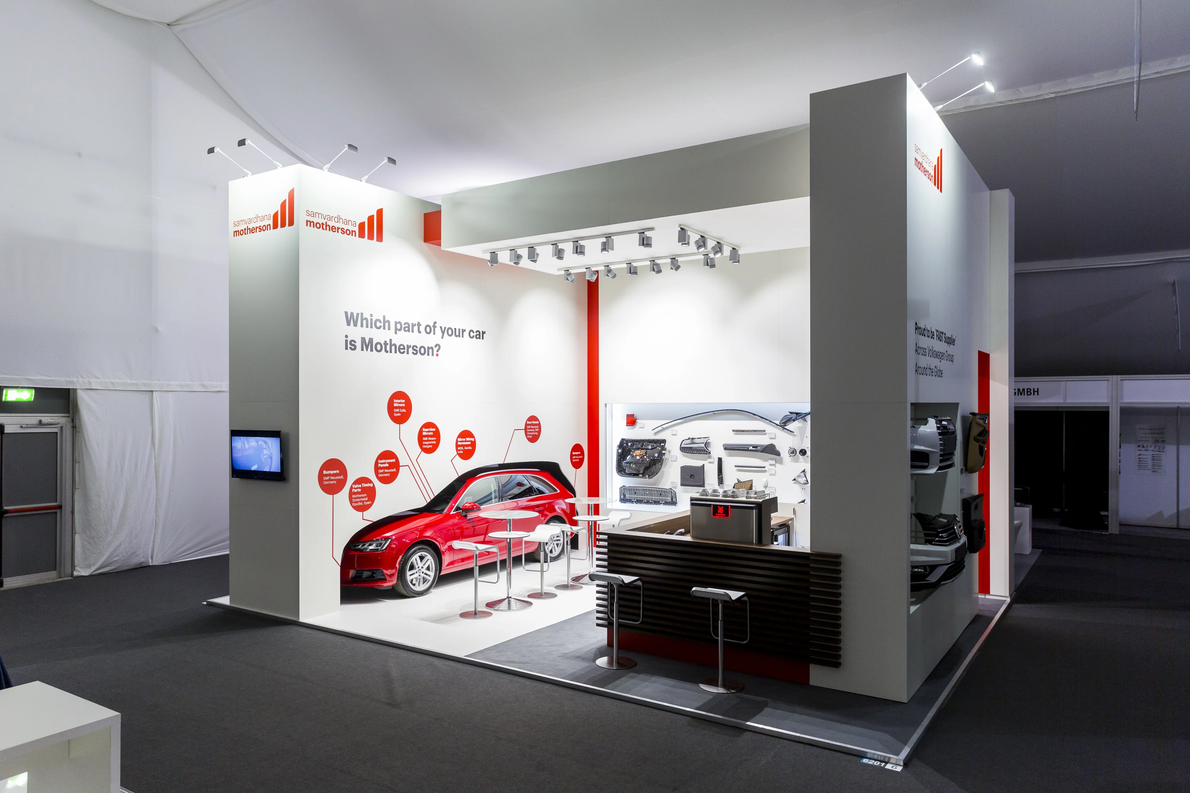 Gesamtansicht des Motherson Messestandes