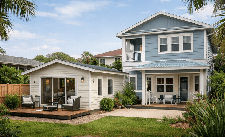 Backyard ADU next to a coastal home in St. Petersburg Florida