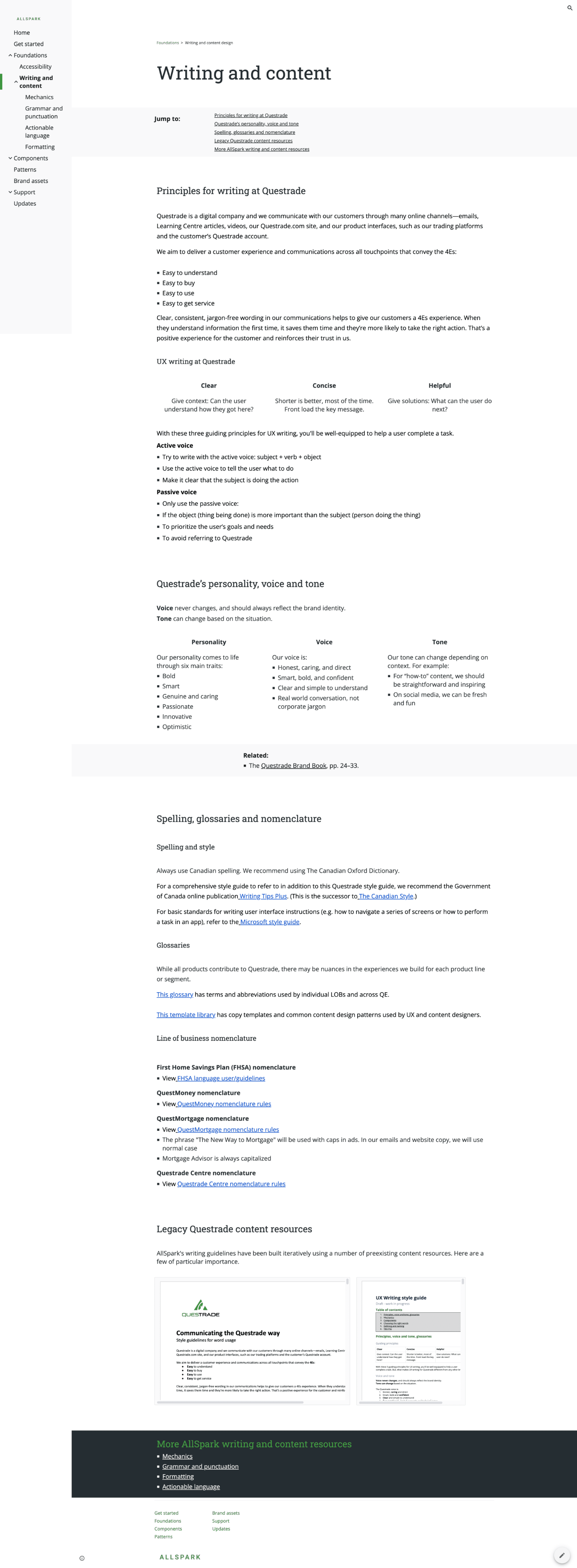 Allspark content design system guidelines