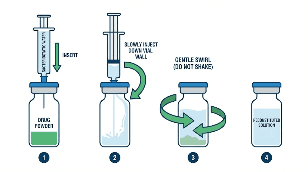 How to reconstitute compounded tirzepatide with bacteriostatic water step by step