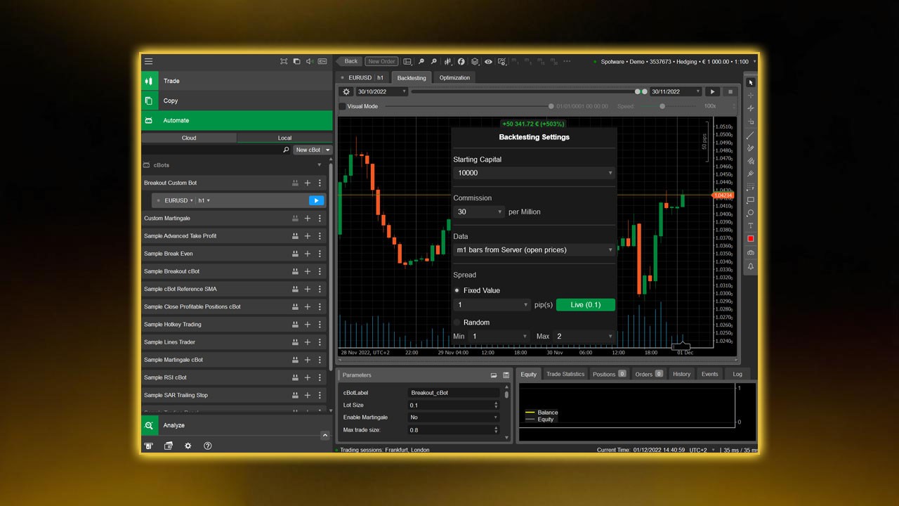 Backtesting Your cTrader cBot for Prop Firms