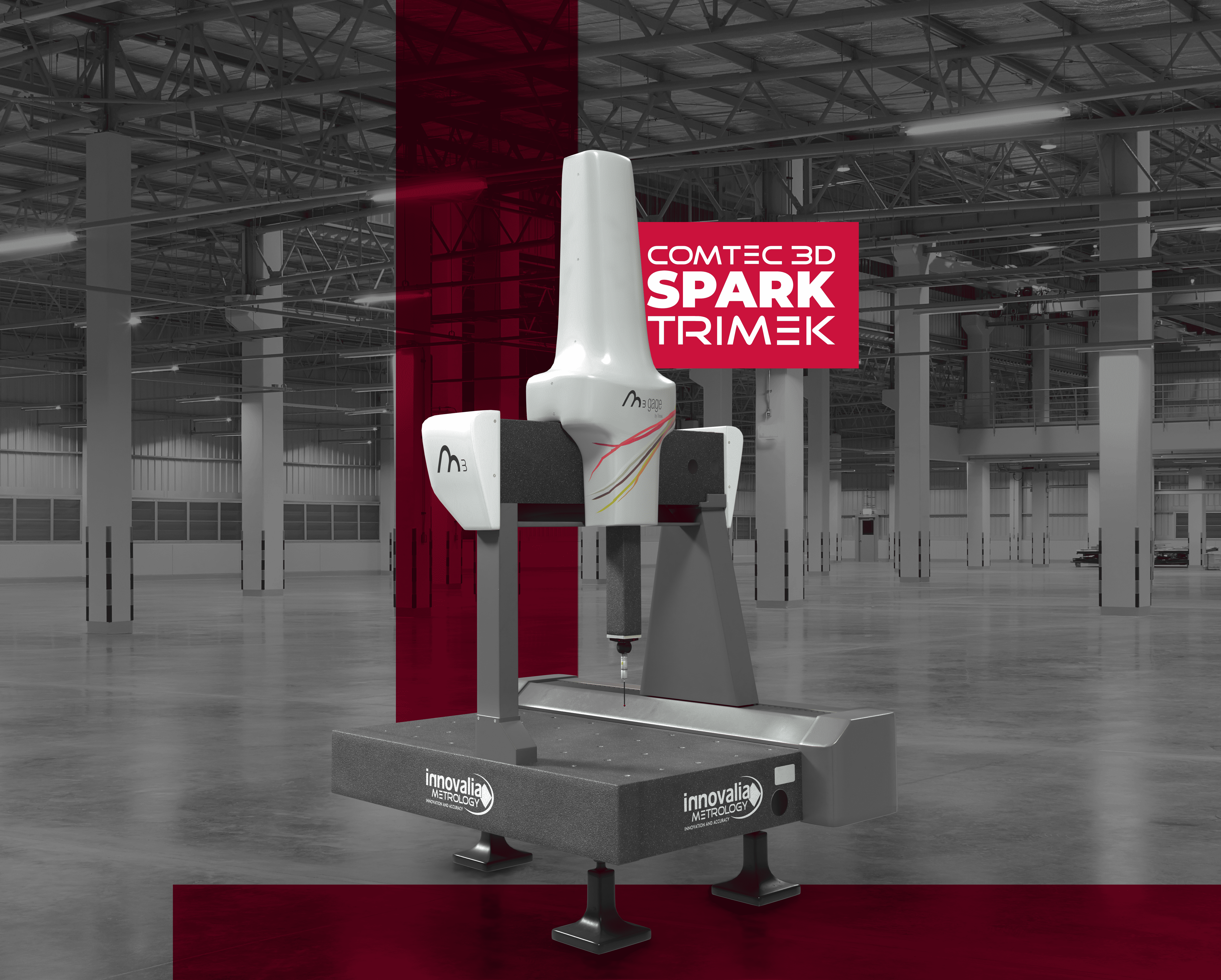 Model 3D maszyny cmm na tle fabryki