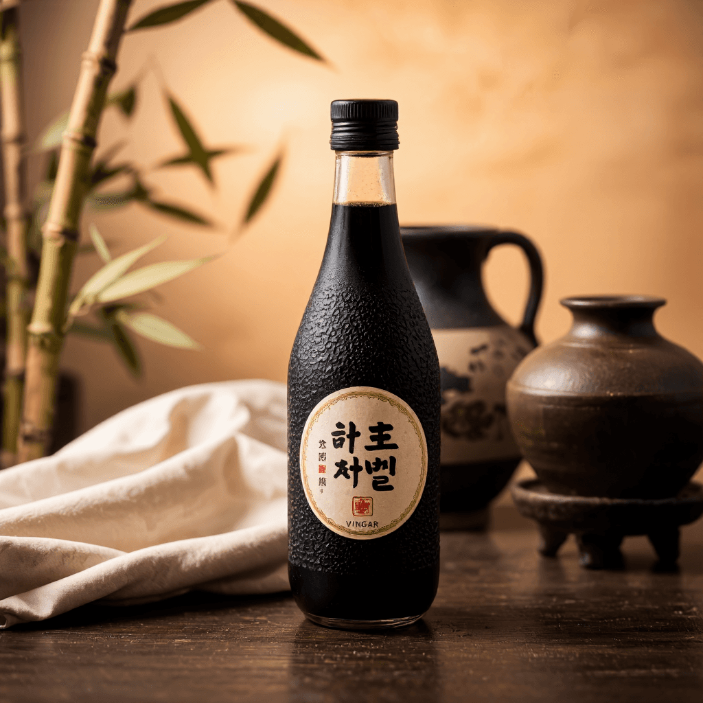 product photography of a bottle of traditional Korean vinegar