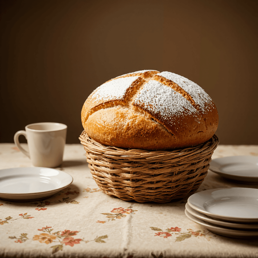 product photography of a loaf of bread in a basket