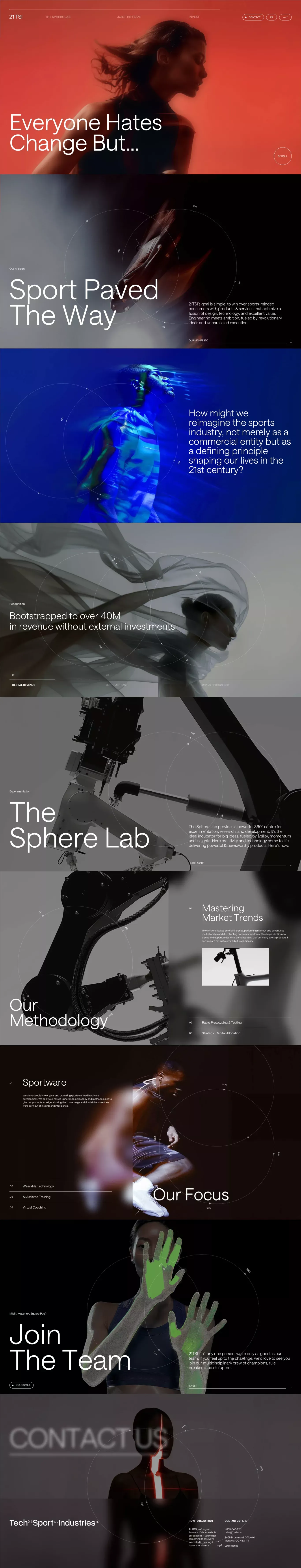 21 TSI landing page screenshot showcasing Sport and Tech design