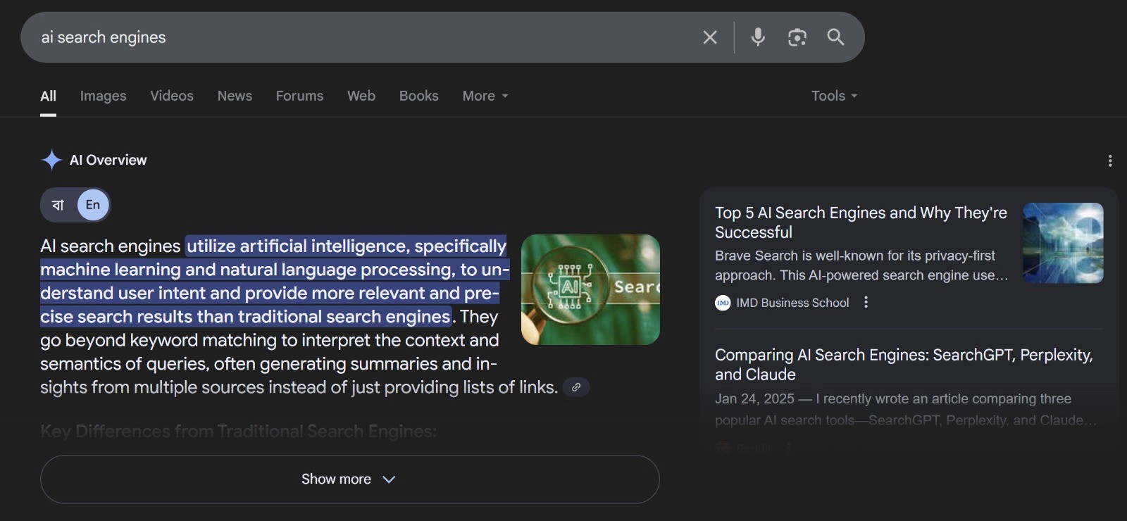 AI Overview on Google Chrome