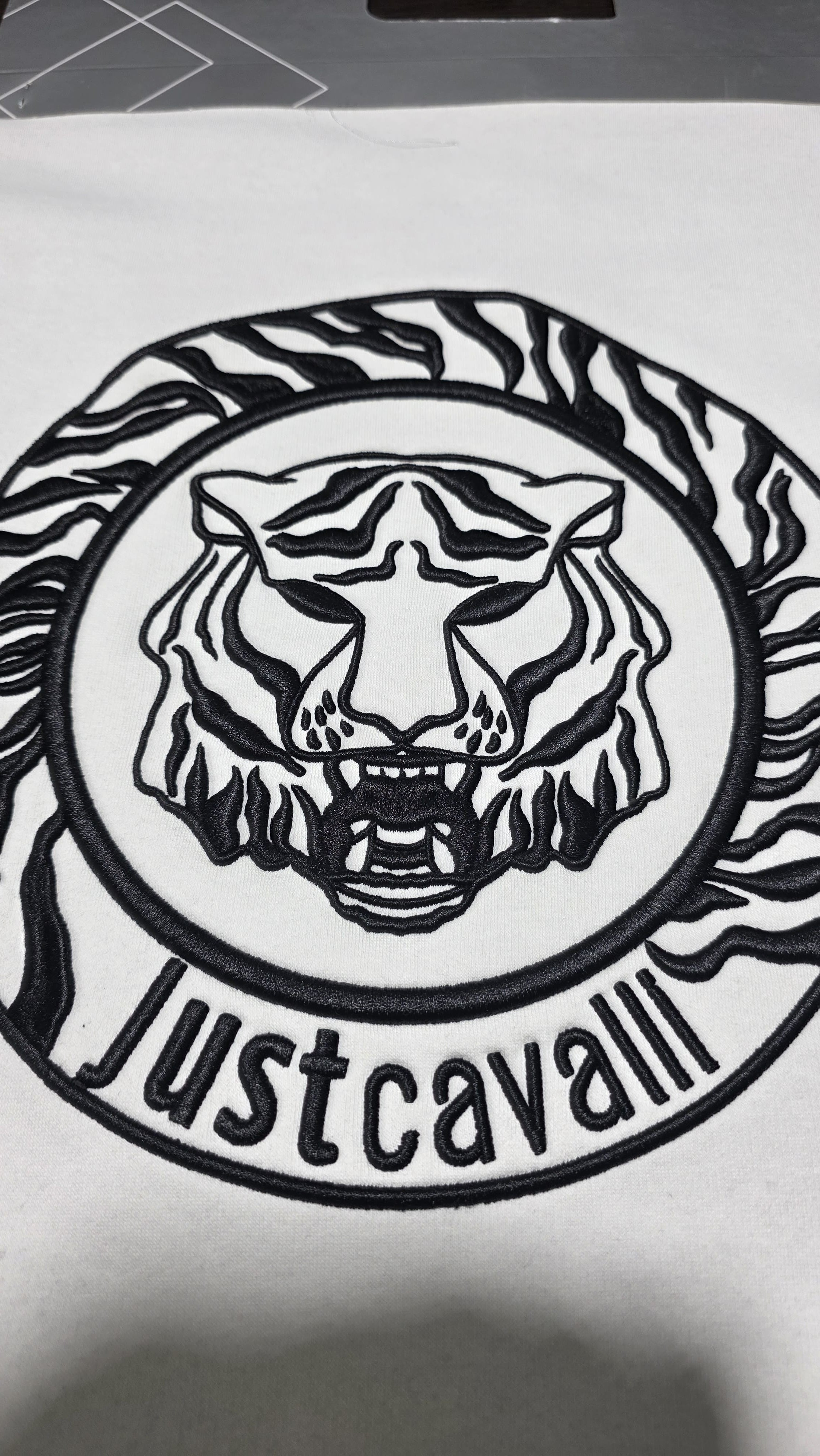 Close-up detail of embroidered