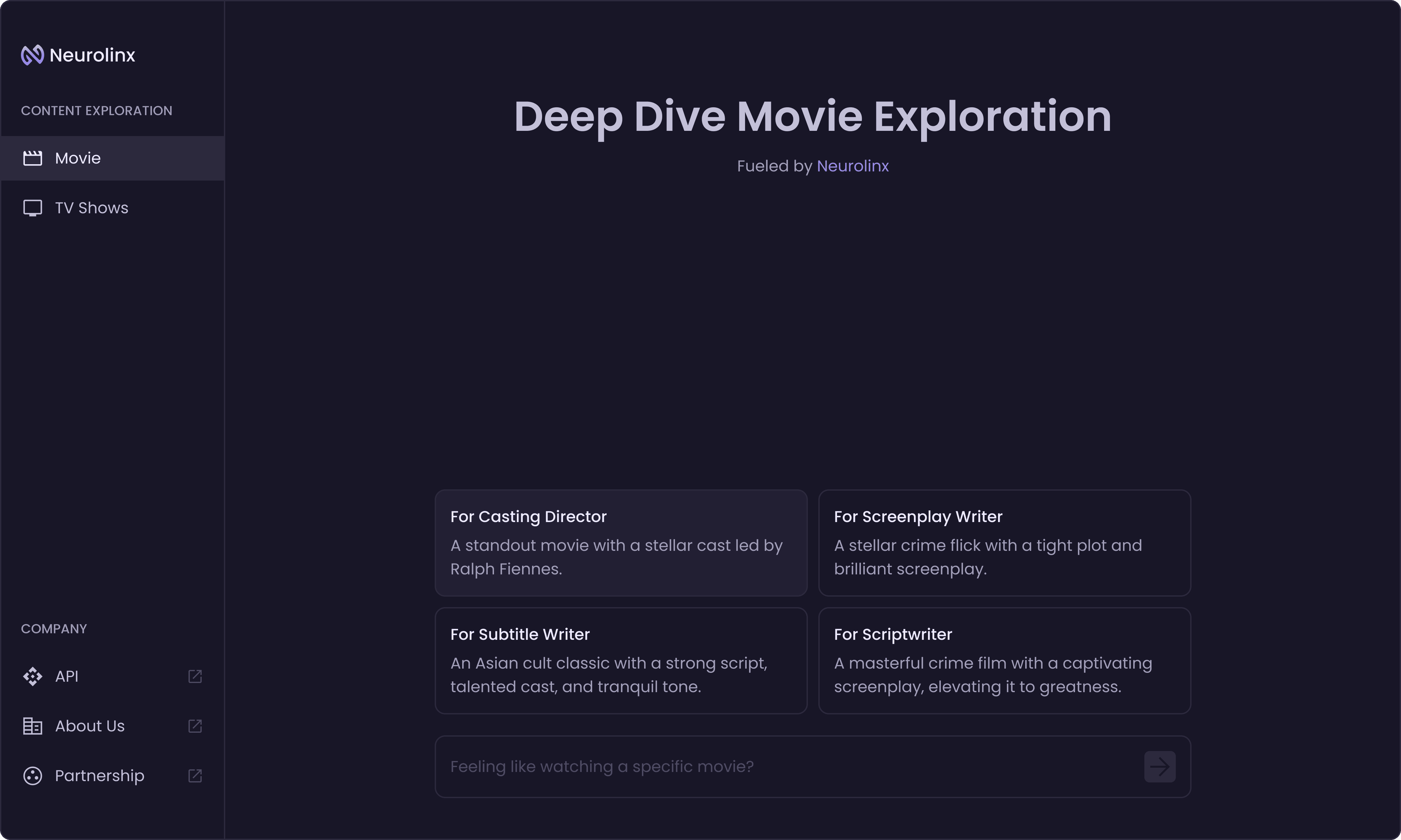 Neurolinx AI dashboard interface screenshot