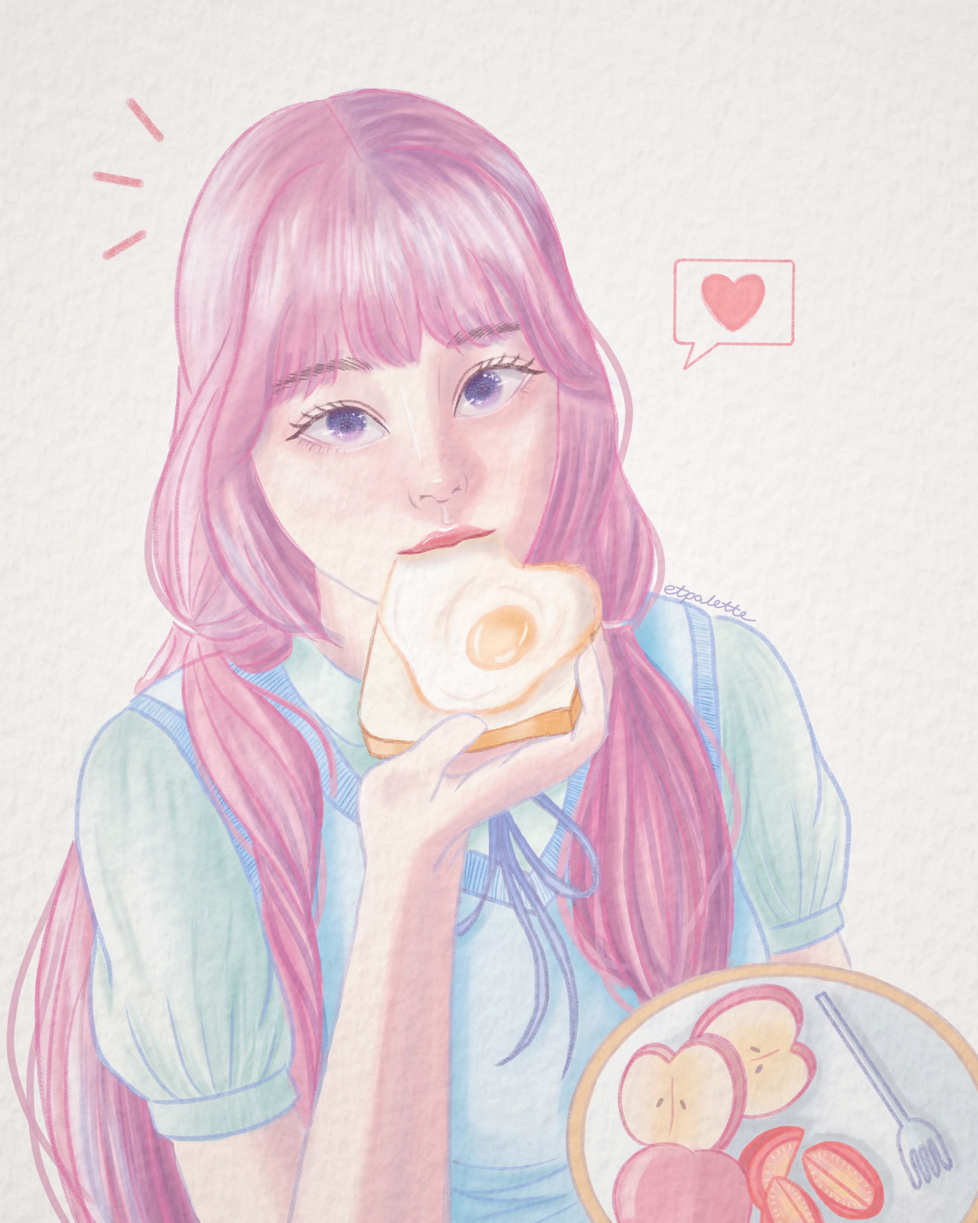 breakfast portrait illustration