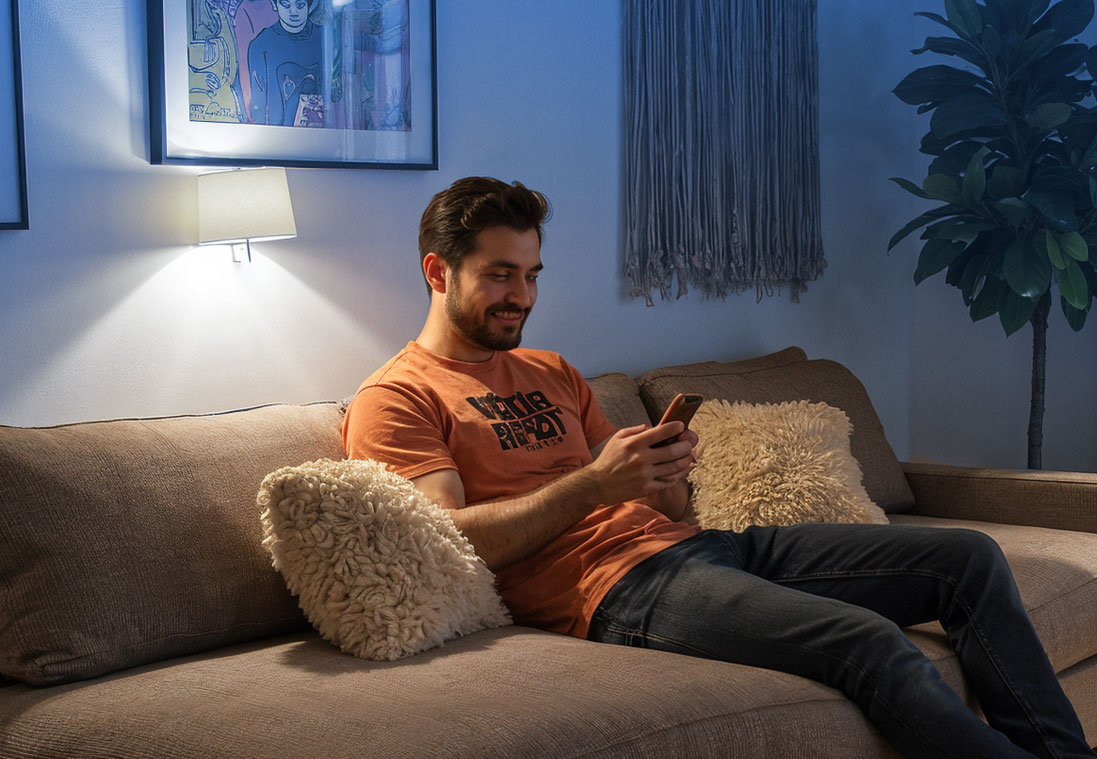 Homme sur son téléphone