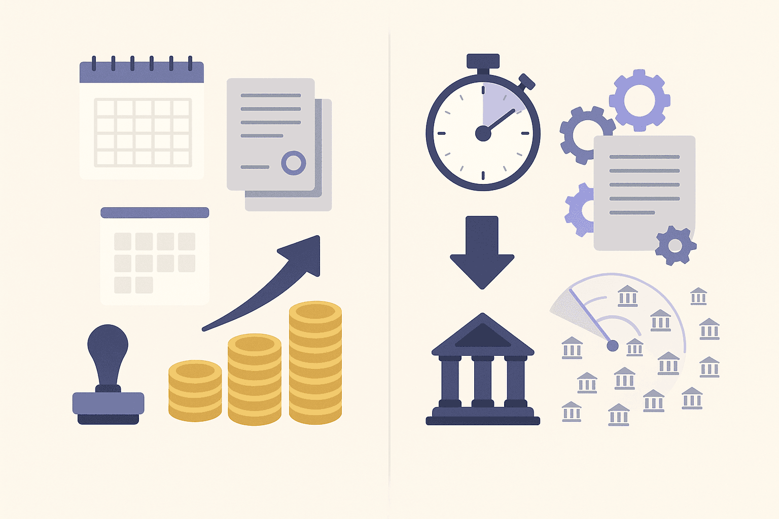 Side-by-side icons contrast slow costly traditional mortgages with fast low-cost AI mortgage process.