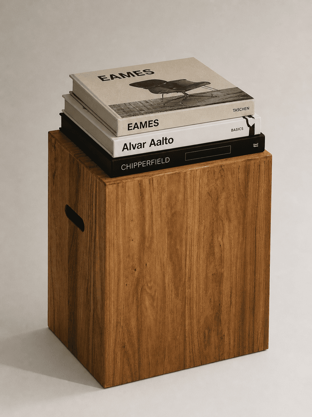 Minimalist still life with design books
