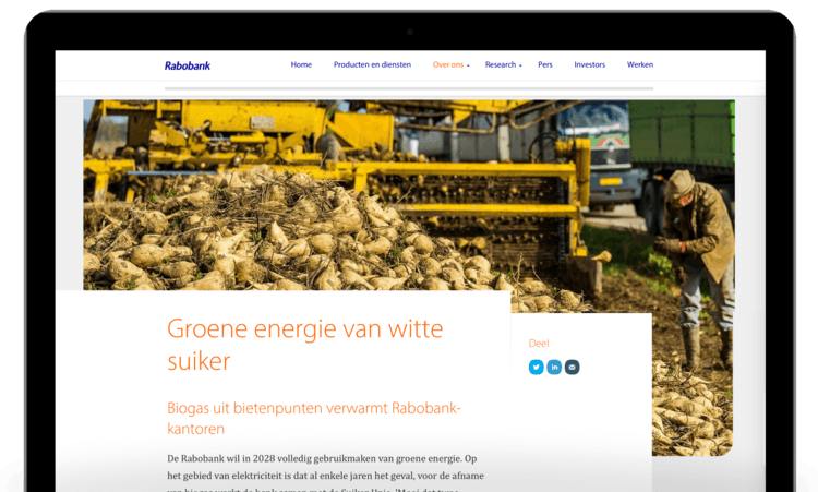 Scherm met dislpay van tone of voice op computer.