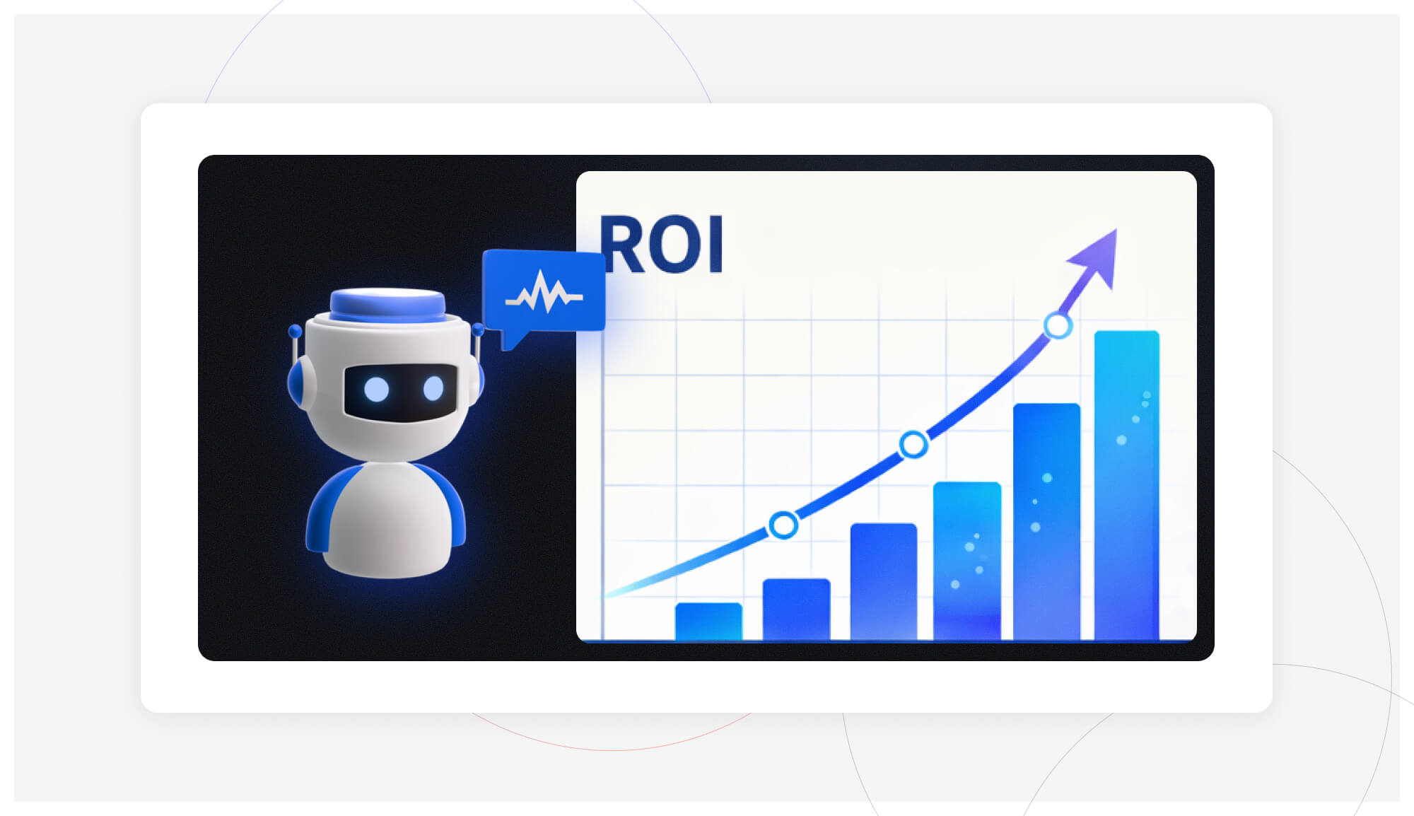 Illustration showing AI marketing ROI and automation benchmarks, highlighting improved performance, time savings, and measurable business growth.