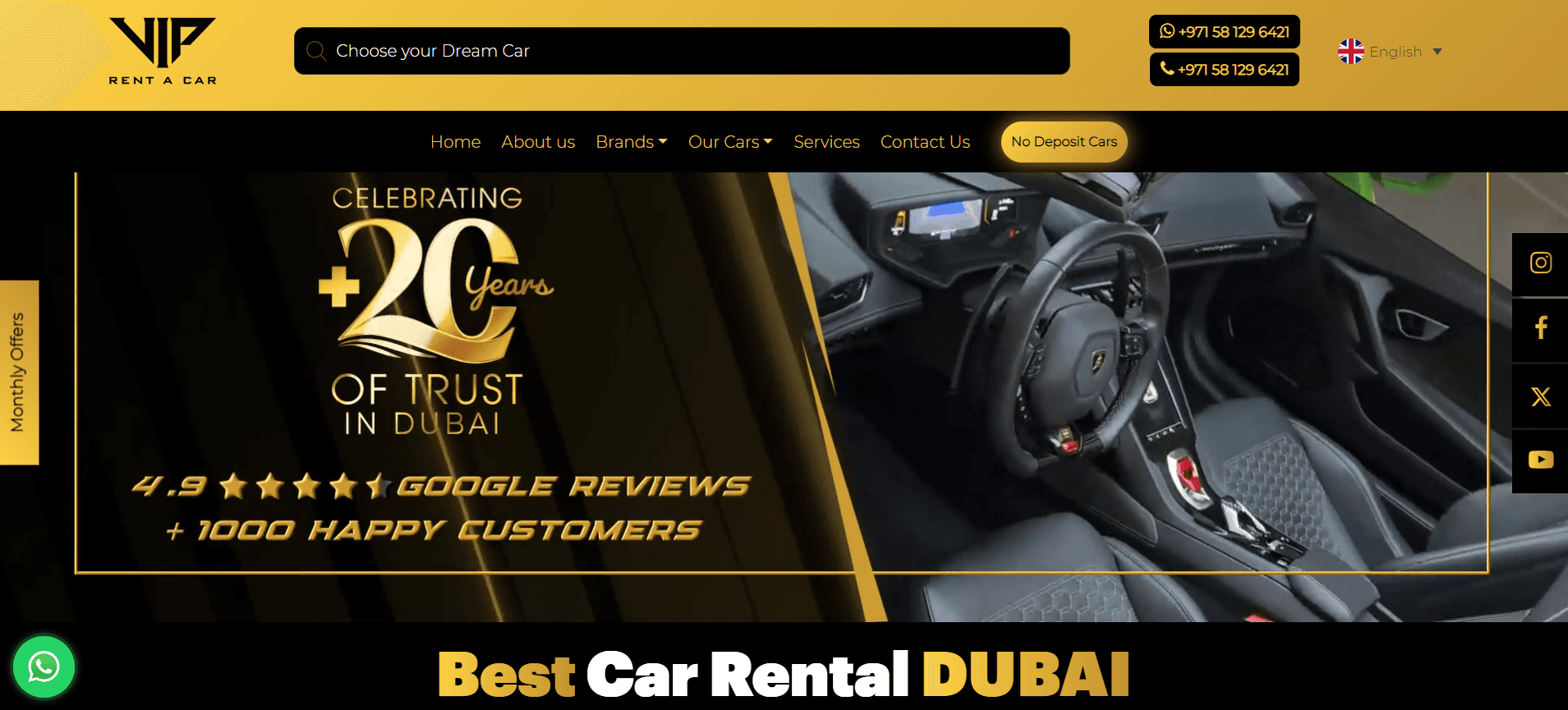 VIP Cars homepage.