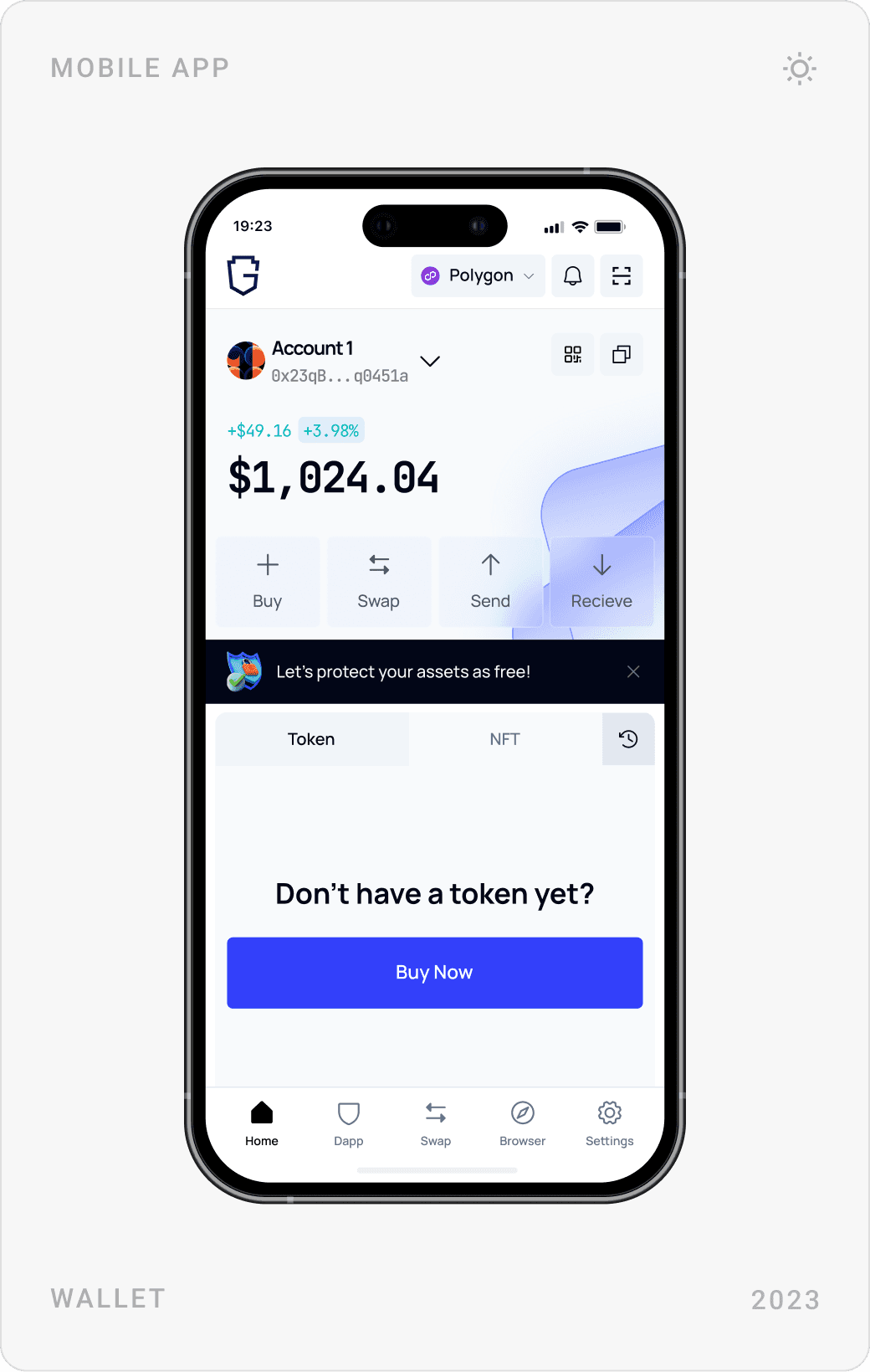 Clean Mobile Crypto Wallet Overview Design