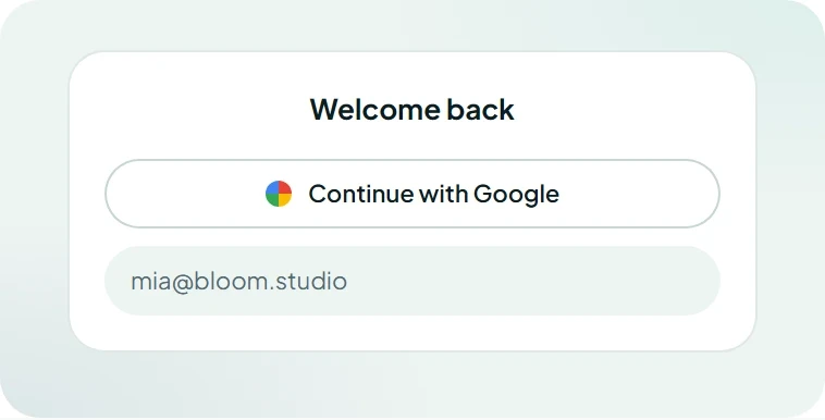 A sign-in card with Google