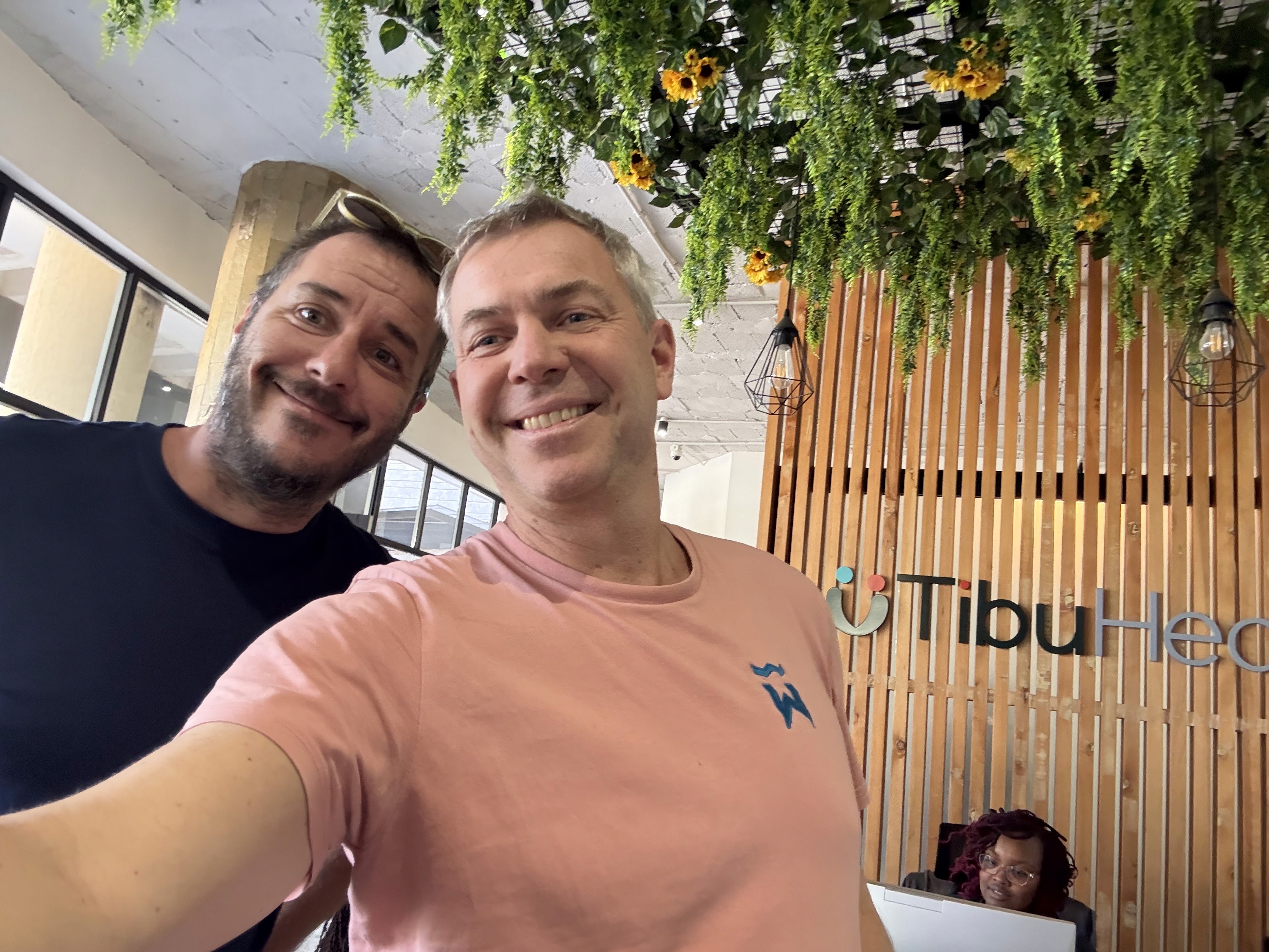 Till Wahnbaeck with Jason Carmichael at Tibu Health's main clinic