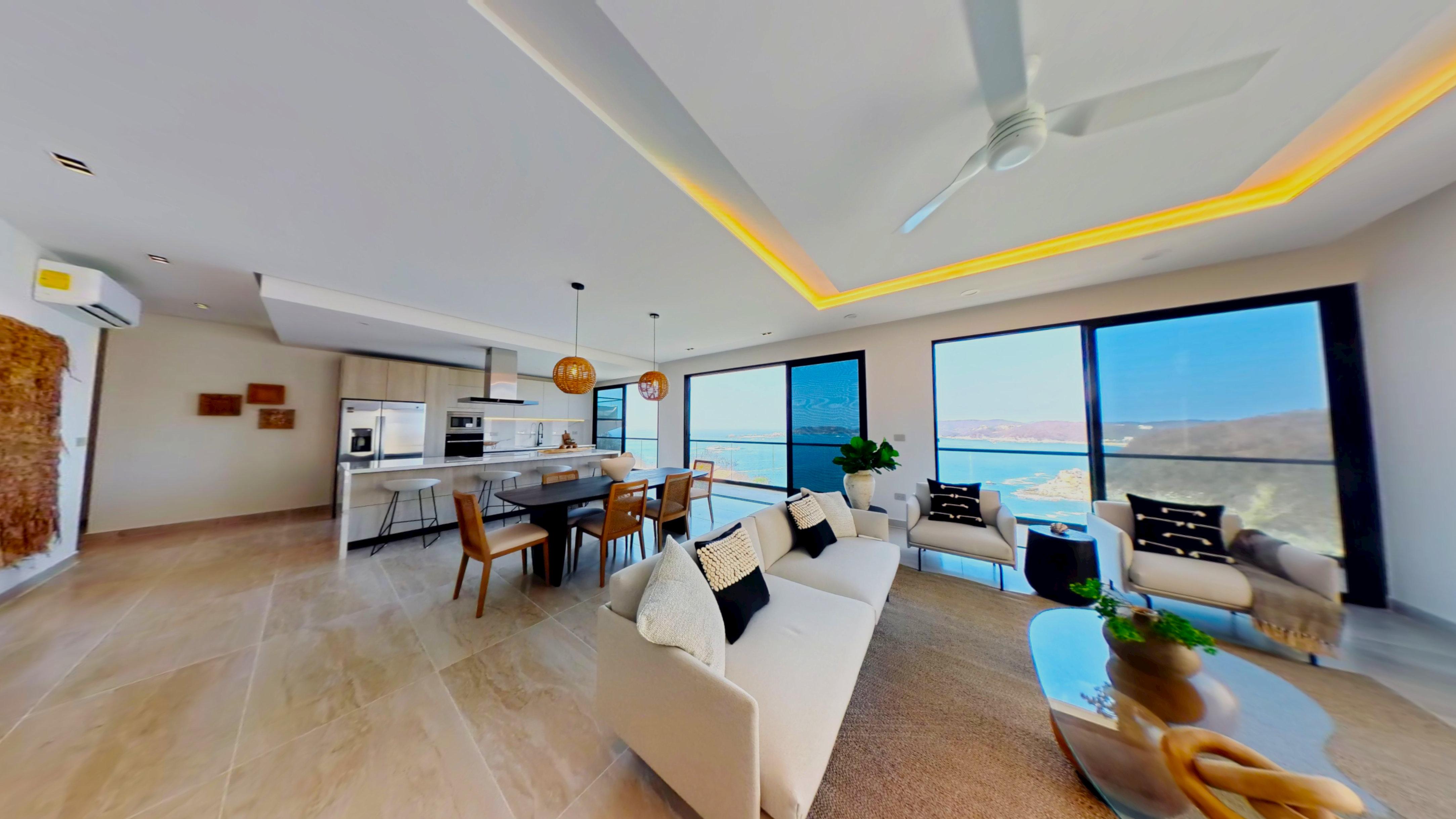 Organo 3A Paradise cove huatulco living room & kitchen