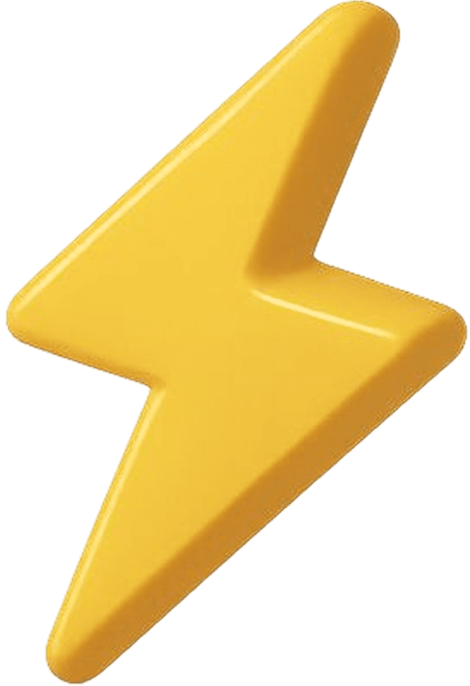 Yellow color thunder 3d icon