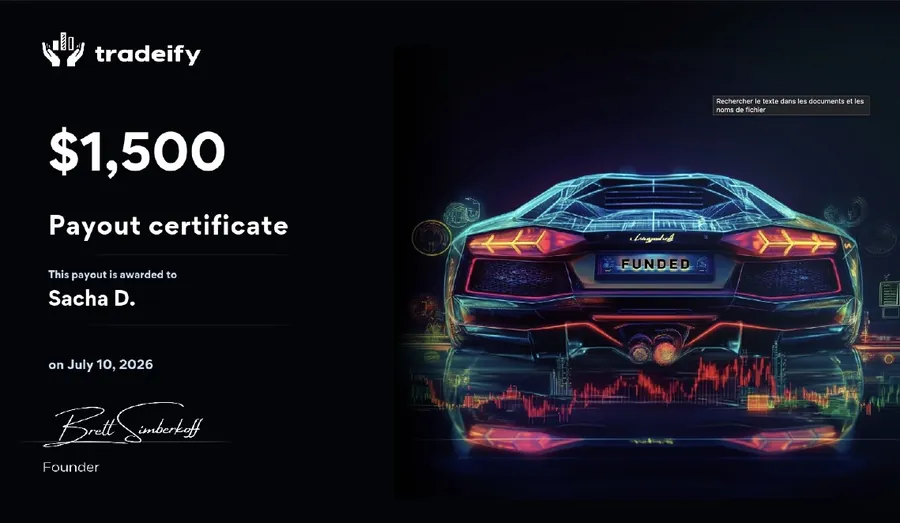 Preuve de payout Tradeify d'un membre LST